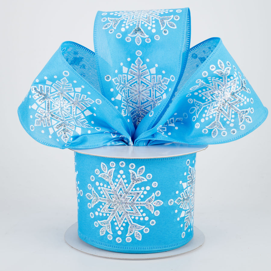 2.5" Snowflake Ribbon: Aqua Blue (10 Yards) Lifestyle Photo