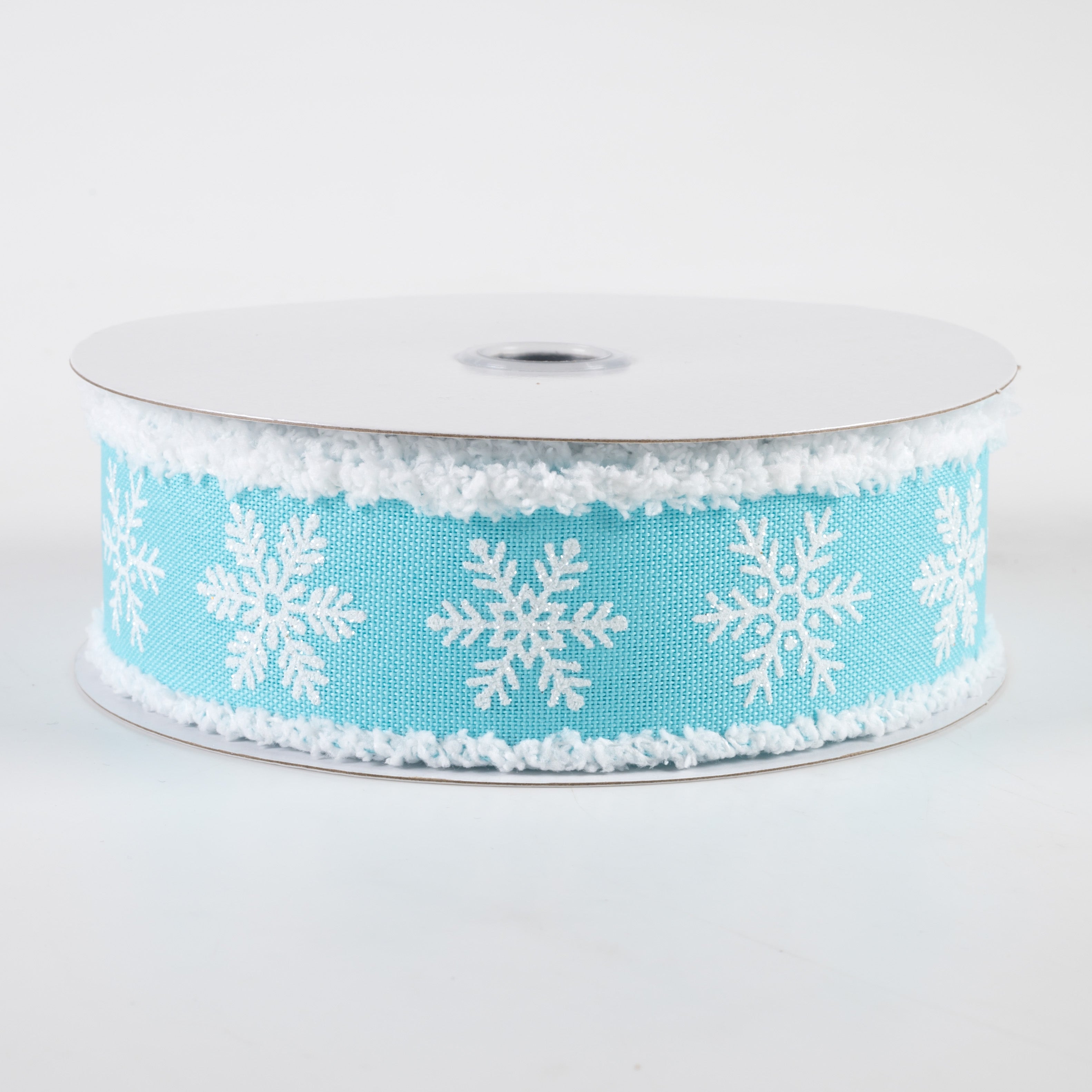 1.5" Snowflake Snowdrift Edge Ribbon: Light Blue (10 Yards)