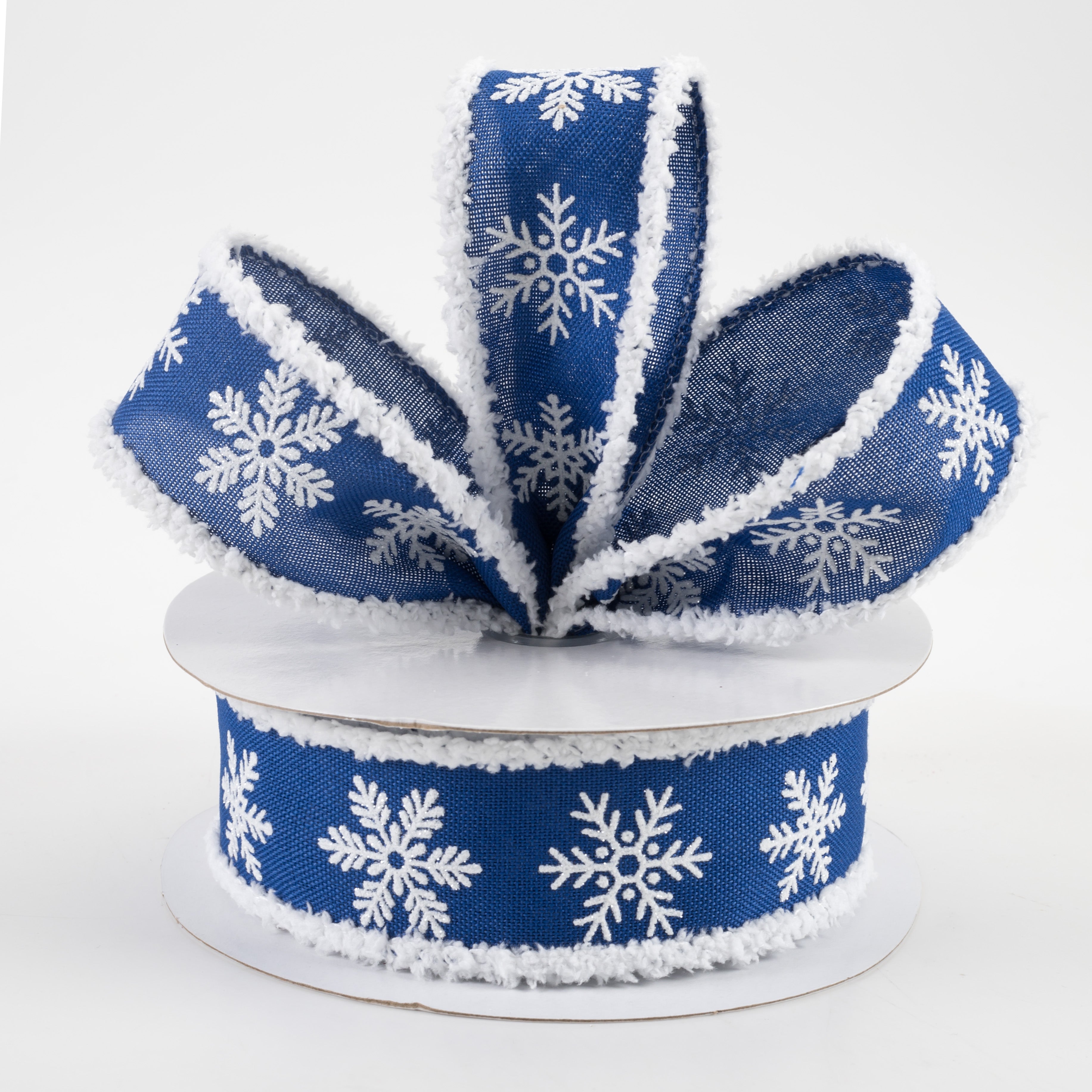 1.5" Snowflake Snowdrift Edge Ribbon: Royal Blue (10 Yards) Lifestyle Photo