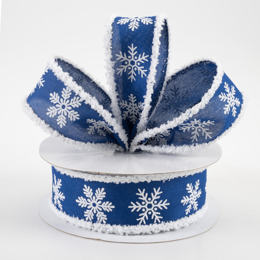 1.5" Snowflake Snowdrift Edge Ribbon: Royal Blue (10 Yards) Lifestyle Photo
