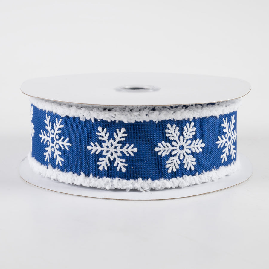 1.5" Snowflake Snowdrift Edge Ribbon: Royal Blue (10 Yards)