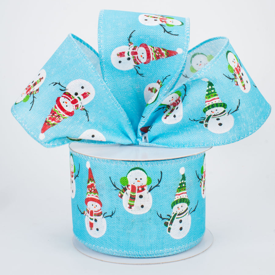 2.5" Snowman Friends Ribbon: Glacier Blue (10 Yards) Lifestyle Photo
