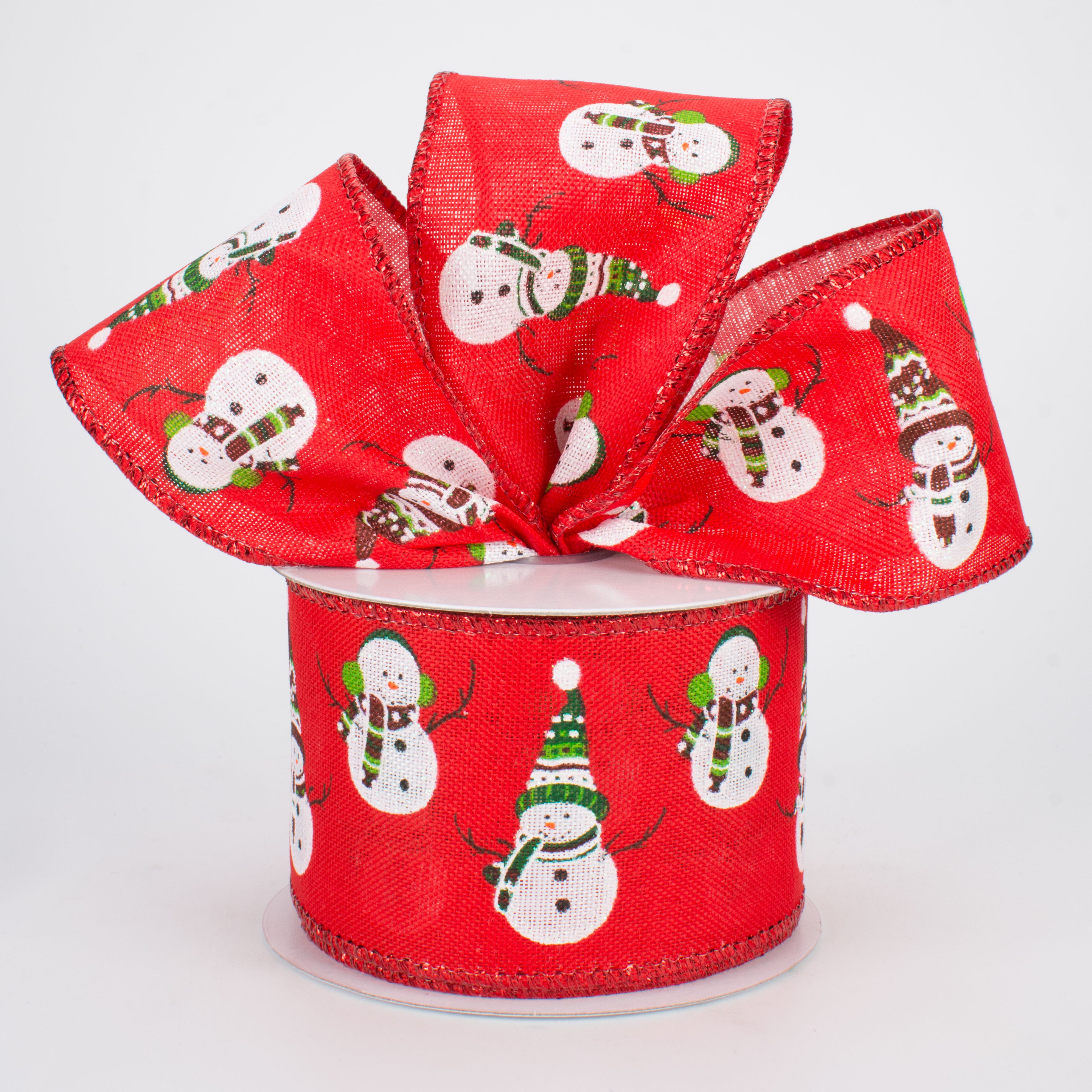 2.5" Snowman Friends Ribbon: Red (10 Yards) Lifestyle Photo