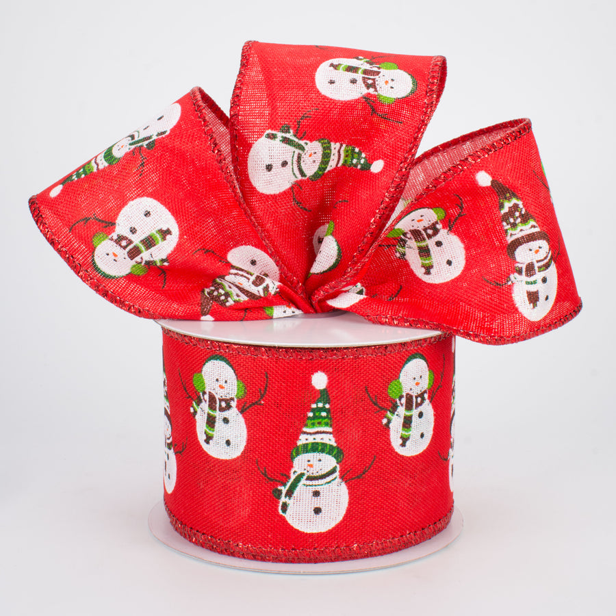 2.5" Snowman Friends Ribbon: Red (10 Yards) Lifestyle Photo