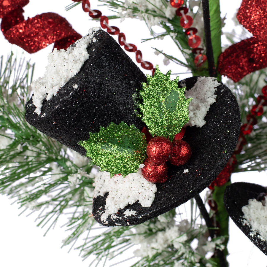33" Snowman Hat Snow Pine Spray Lifestyle Photo