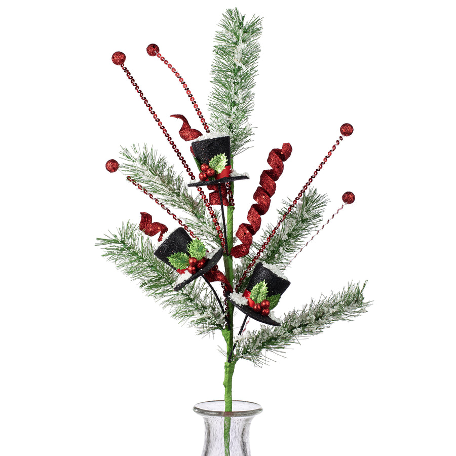 33" Snowman Hat Snow Pine Spray Item Number: 83749RDWTBK