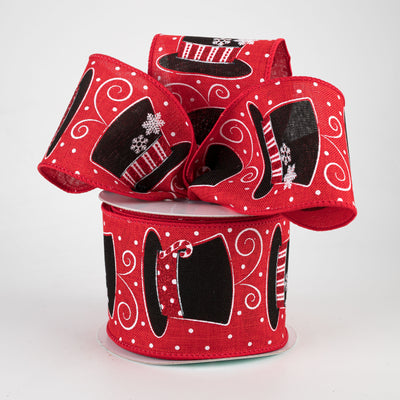 2.5" Snowman Hats Ribbon: Red (10 Yards) Lifestyle Photo