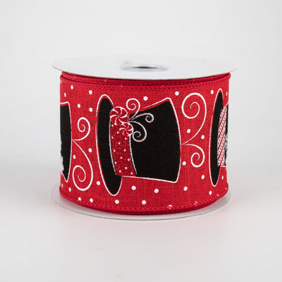 2.5" Snowman Hats Ribbon: Red (10 Yards)