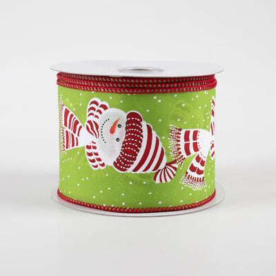 2.5" Snowman Head Ribbon: Lime (10 Yards)