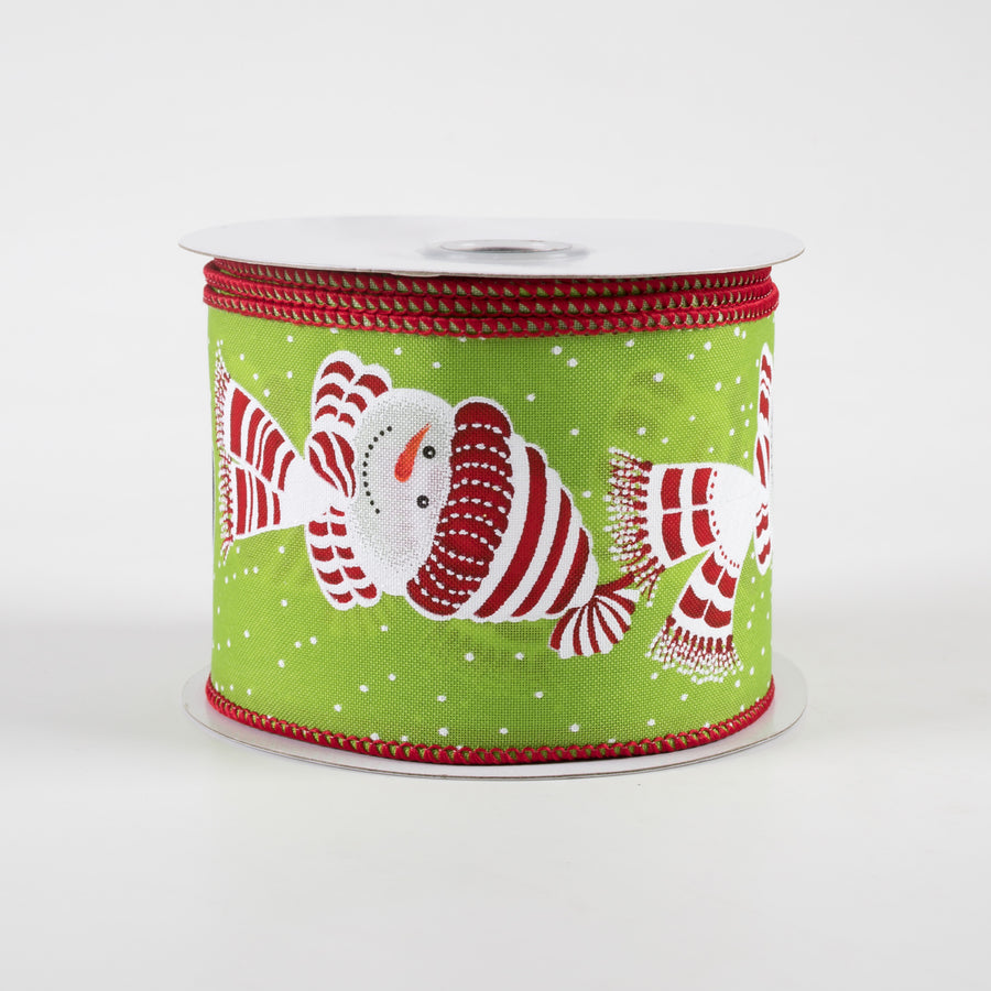 2.5" Snowman Head Ribbon: Lime (10 Yards)