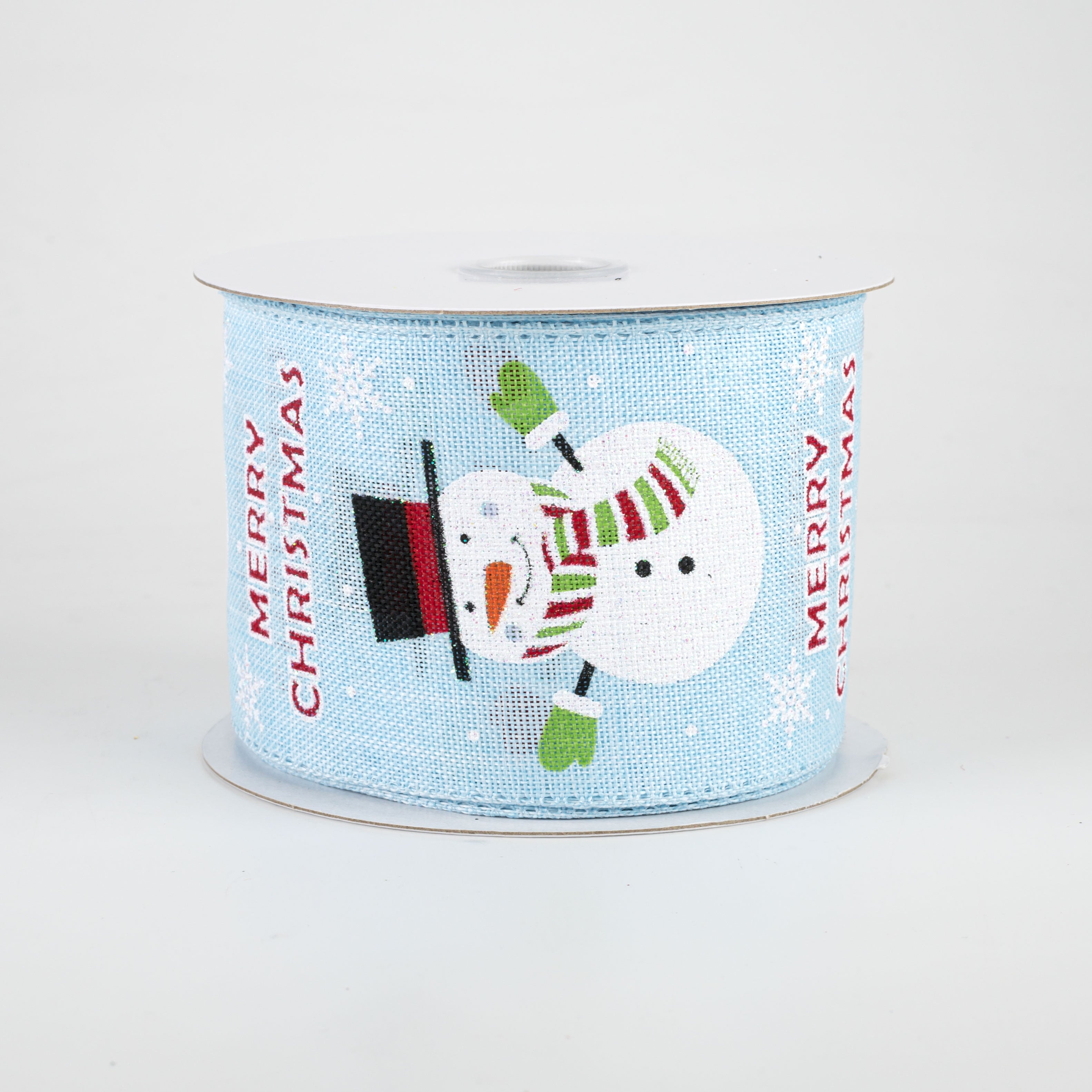 2.5" Snowman Light Blue Glittered Ribbon (10 Yards) Item Number: 71046-40-04