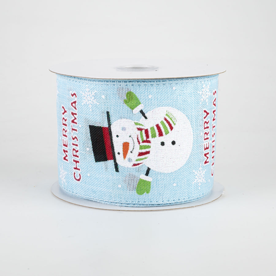 2.5" Snowman Light Blue Glittered Ribbon (10 Yards) Item Number: 71046-40-04
