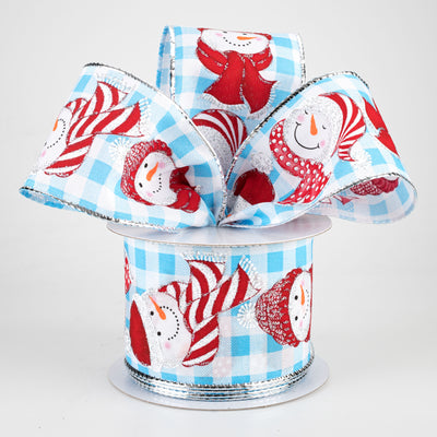 2.5" Snowman Light Blue Plaid Ribbon (10 Yards) Lifestyle Photo
