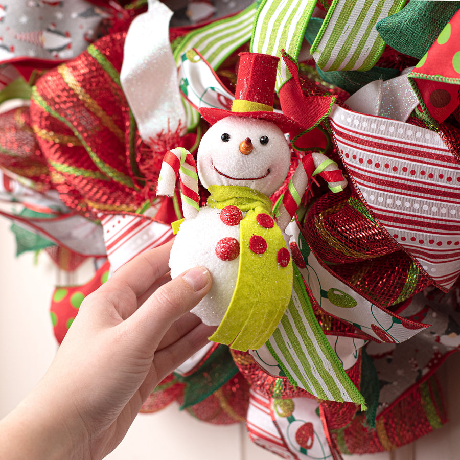 6" Snowman Ornament: Red & Green Lifestyle Photo