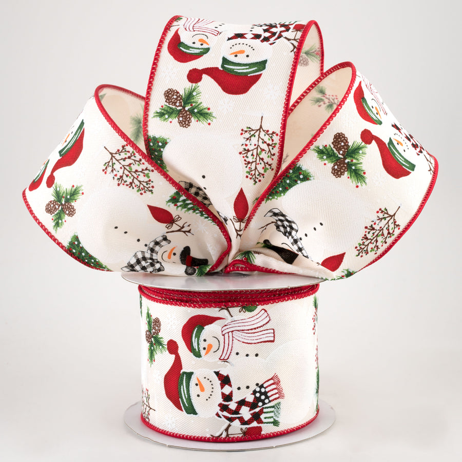2.5" Snowman With Ornaments Ribbon: Ivory (10 Yards) Lifestyle Photo