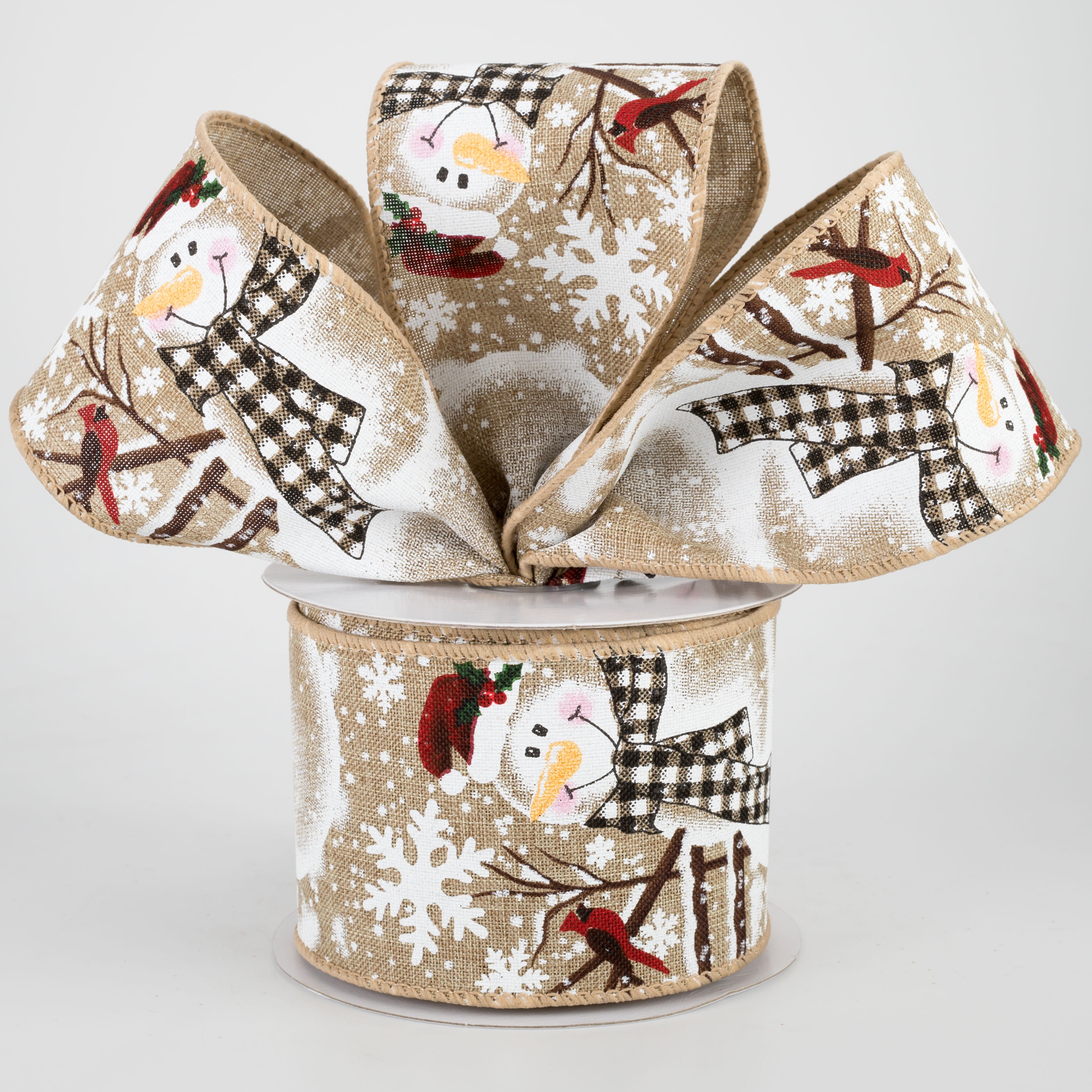 2.5" Snowman With Plaid Scarf Ribbon (10 Yards) Lifestyle Photo