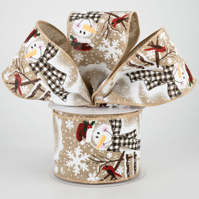 2.5" Snowman With Plaid Scarf Ribbon (10 Yards) Lifestyle Photo