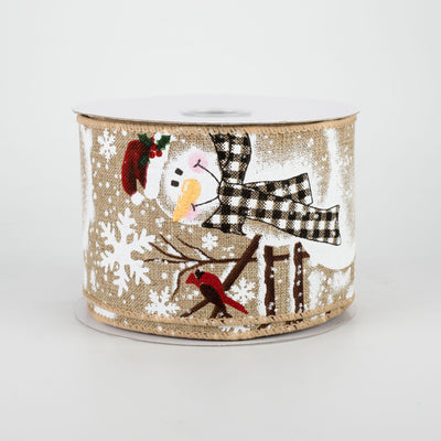 2.5" Snowman With Plaid Scarf Ribbon (10 Yards)