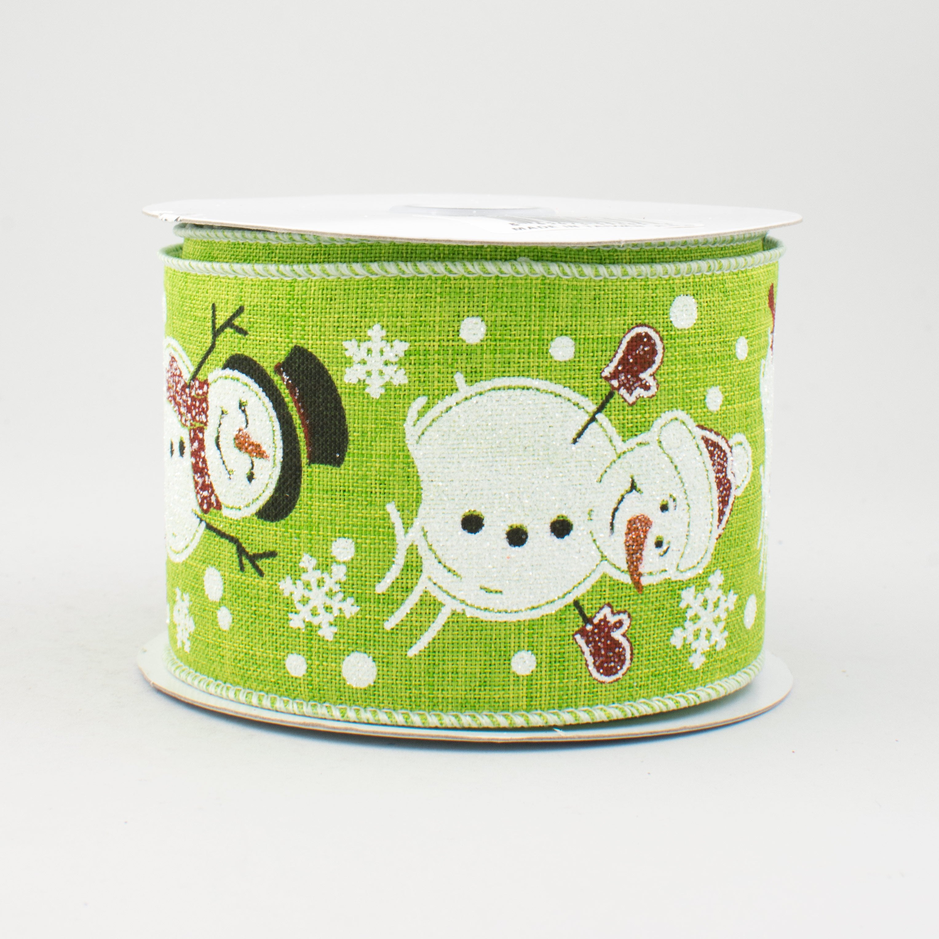 2.5" Snowman Ribbon: Fresh Green (10 Yards)