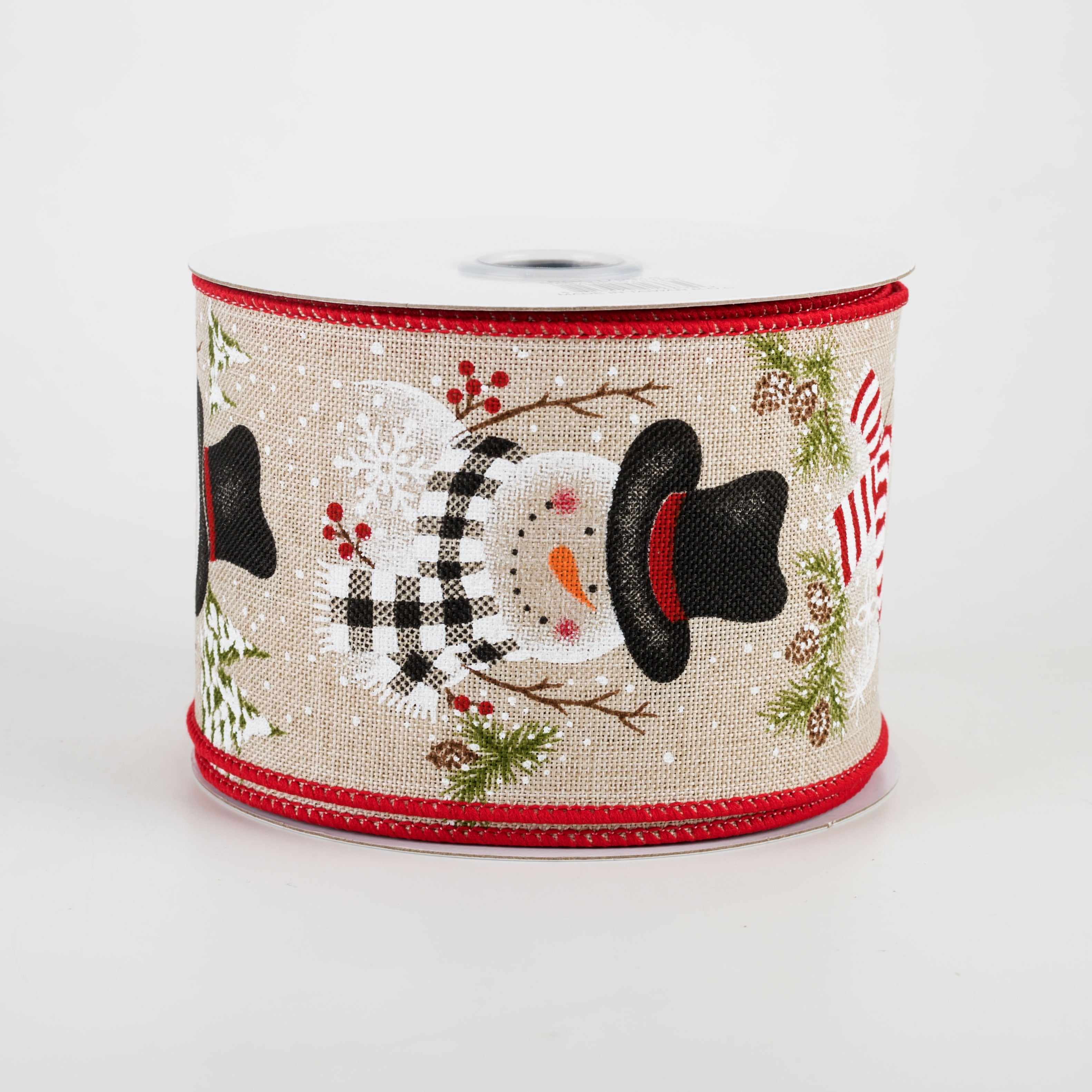 2.5" Snowman With Scarf & Pine Ribbon: Light Natural (10 Yards)