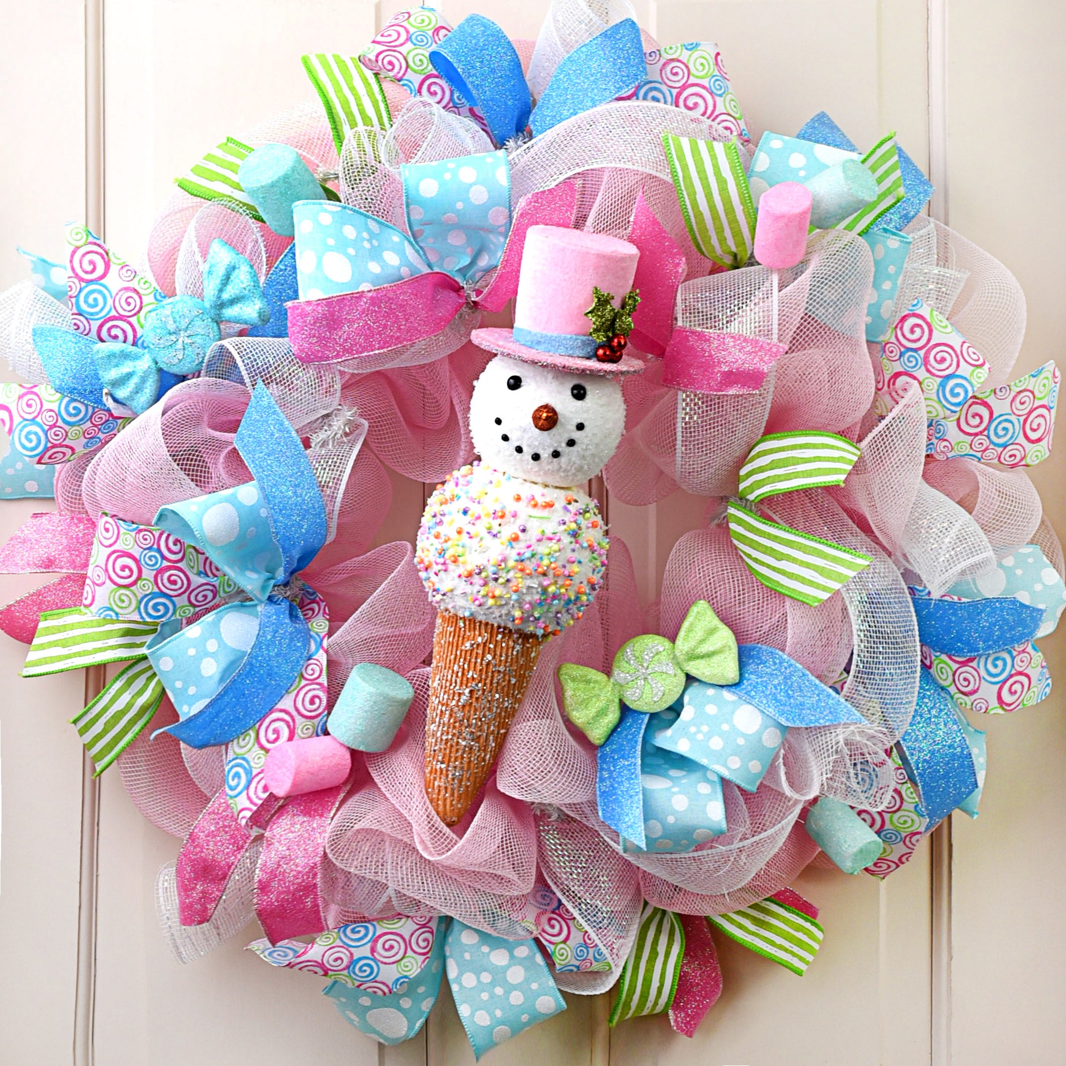 14" Snowman Top Hat Ice Cream Ornament Lifestyle Photo