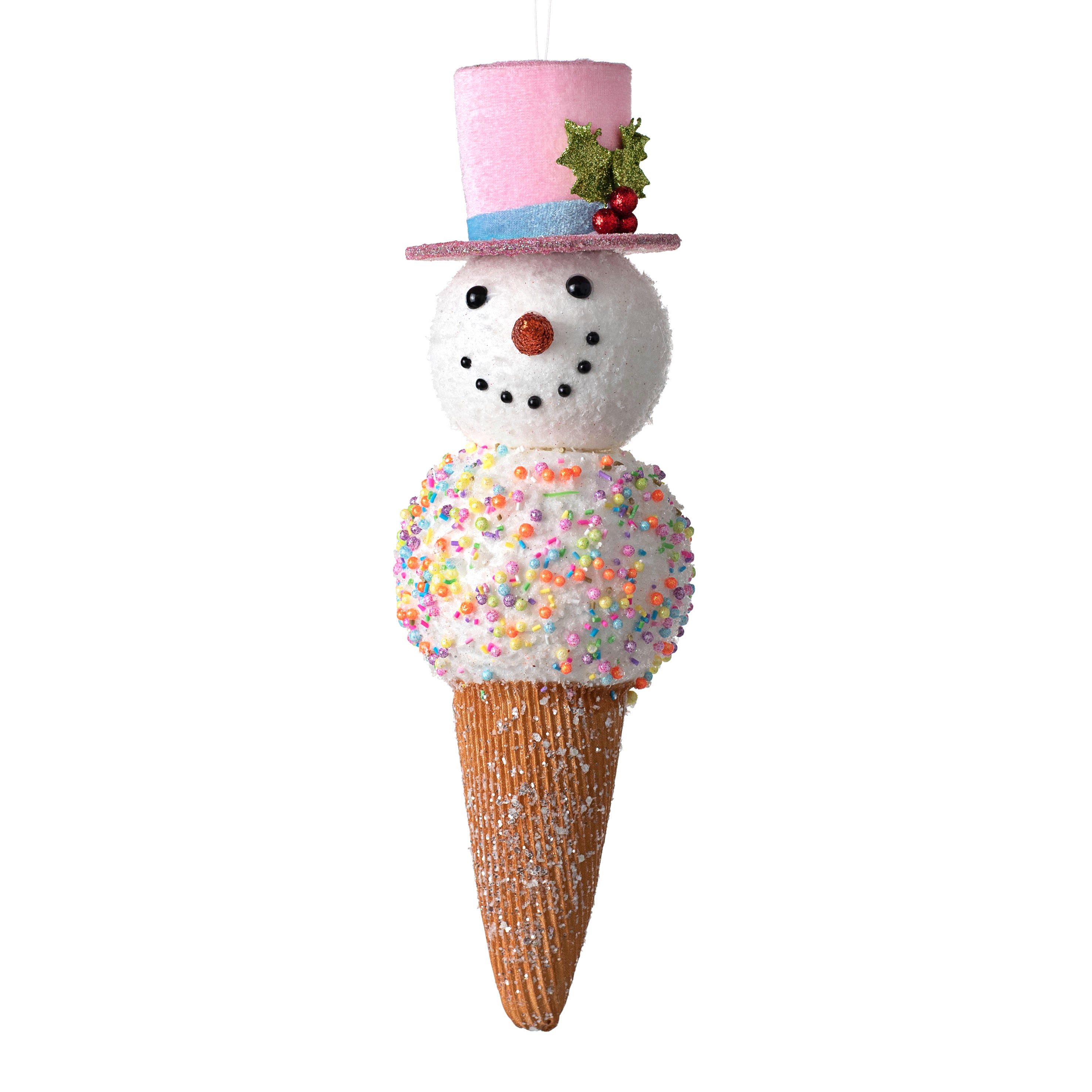 14" Snowman Top Hat Ice Cream Ornament Item Number: 85327PK