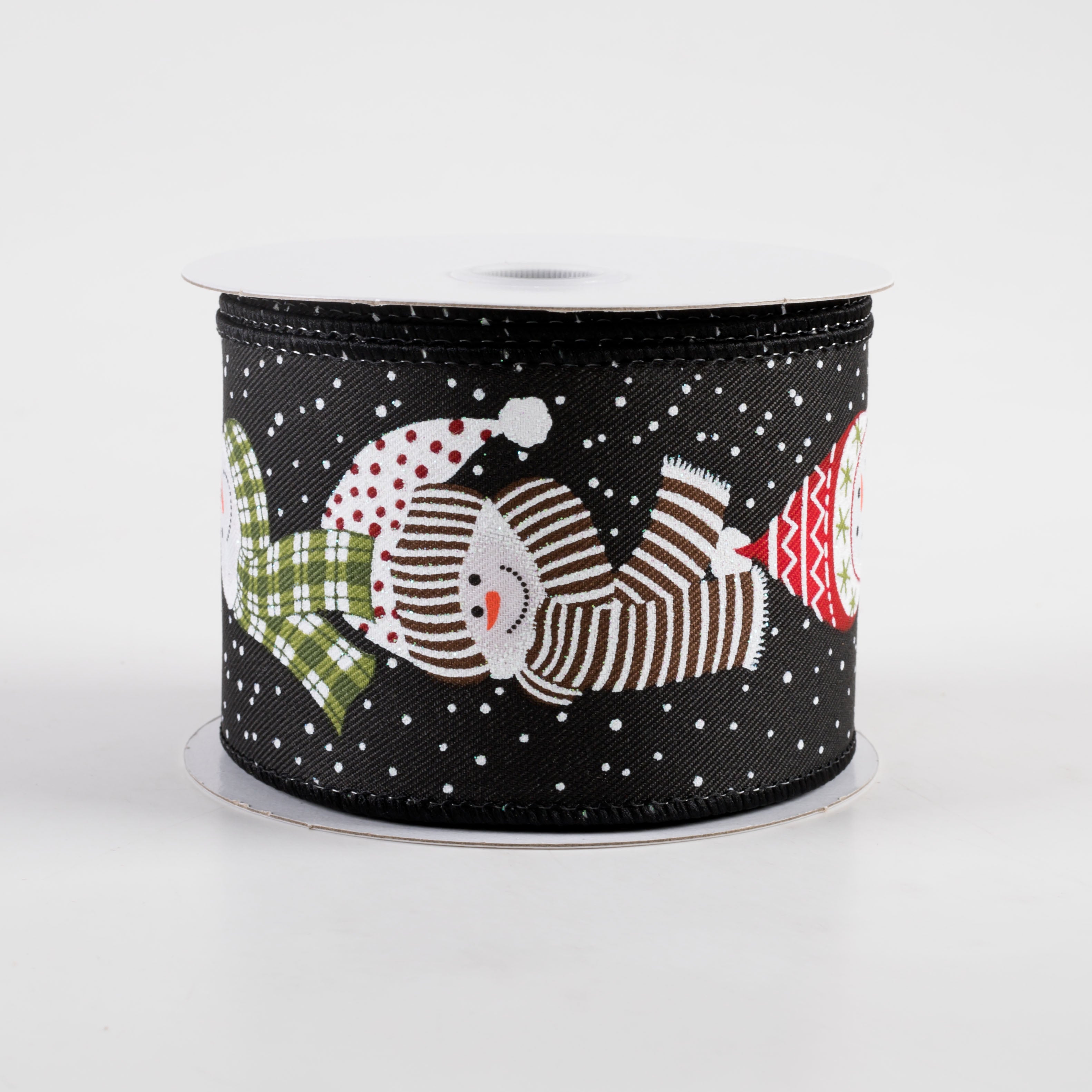 2.5" Snowmen in Scarves Ribbon: Black (10 Yards)