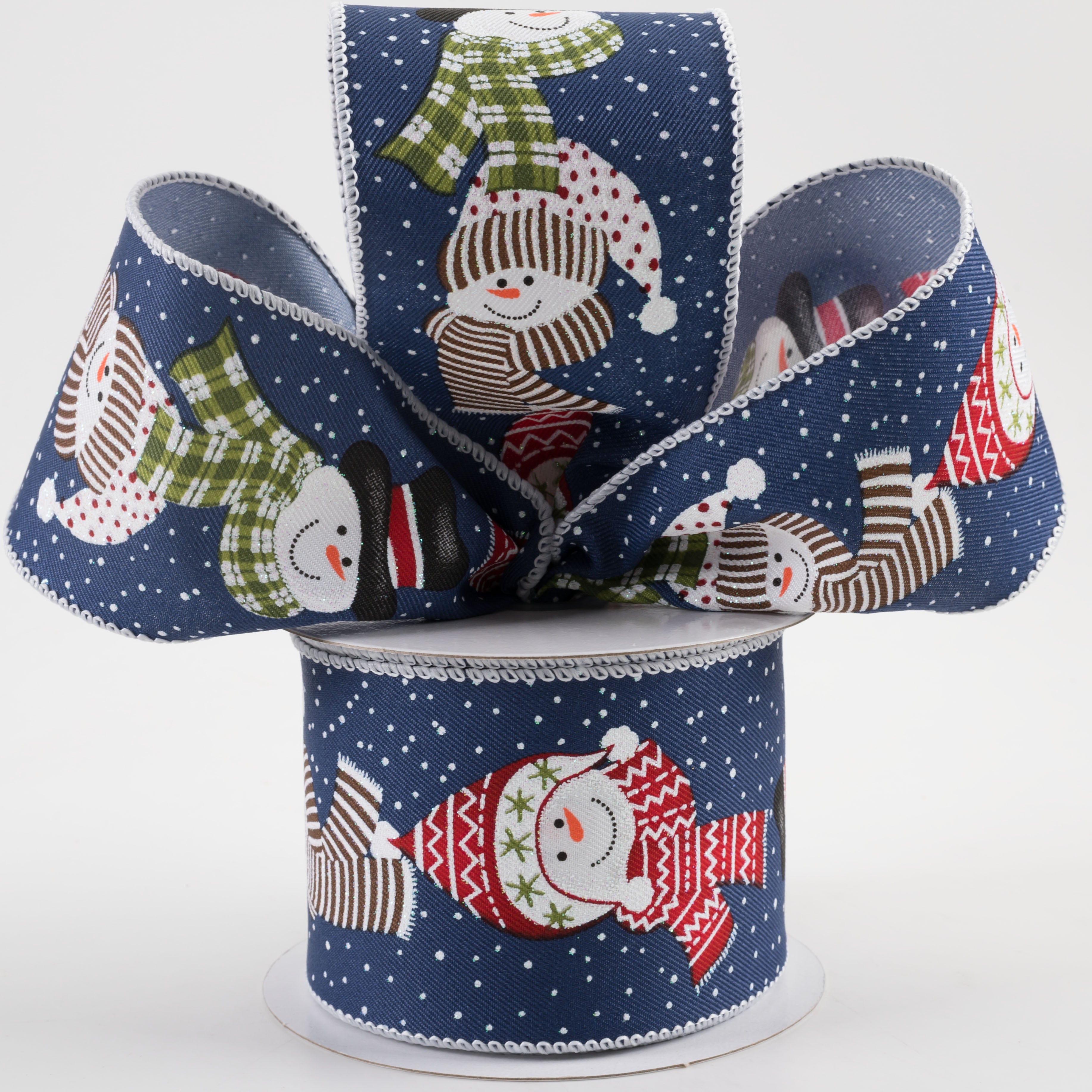 2.5" Snowmen in Scarves Ribbon: Navy (10 Yards) Lifestyle Photo