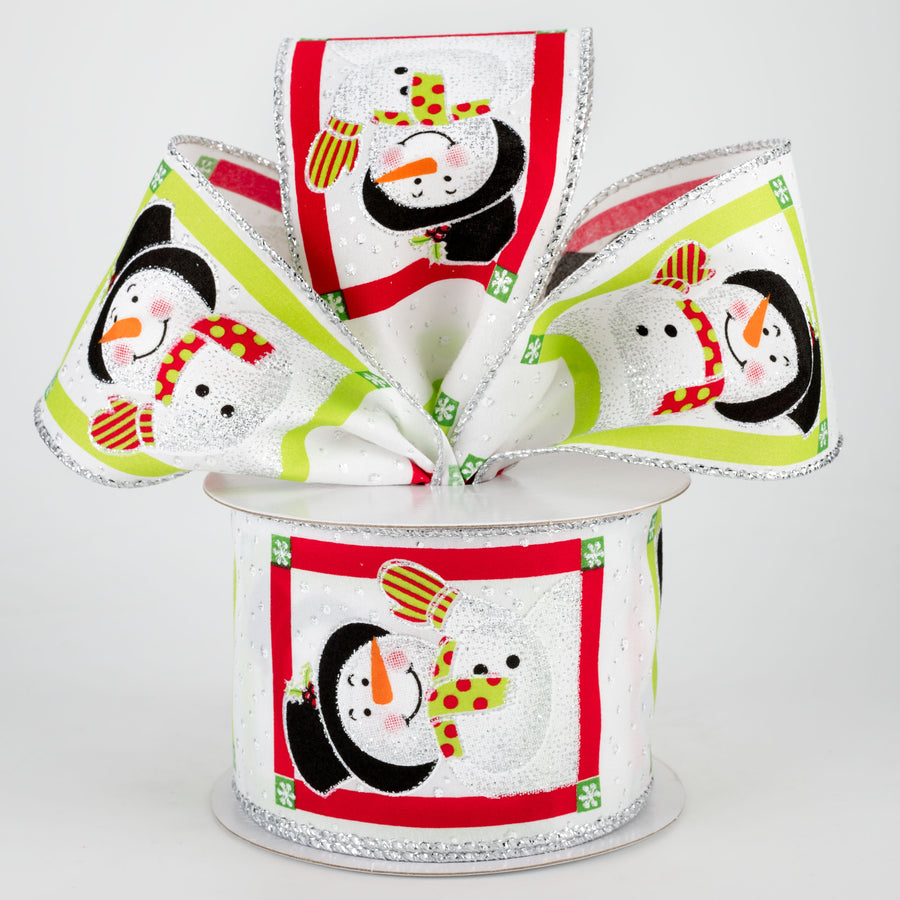 2.5" Snowmen In Square Frames Ribbon (10 Yards) Lifestyle Photo