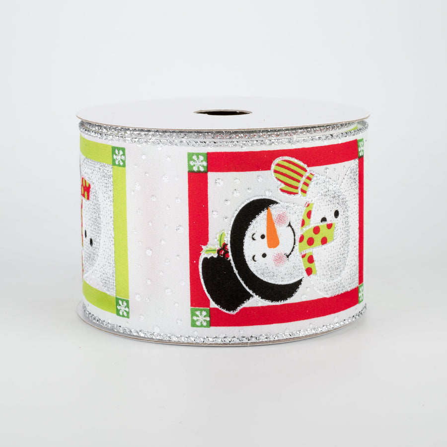 2.5" Snowmen In Square Frames Ribbon (10 Yards)