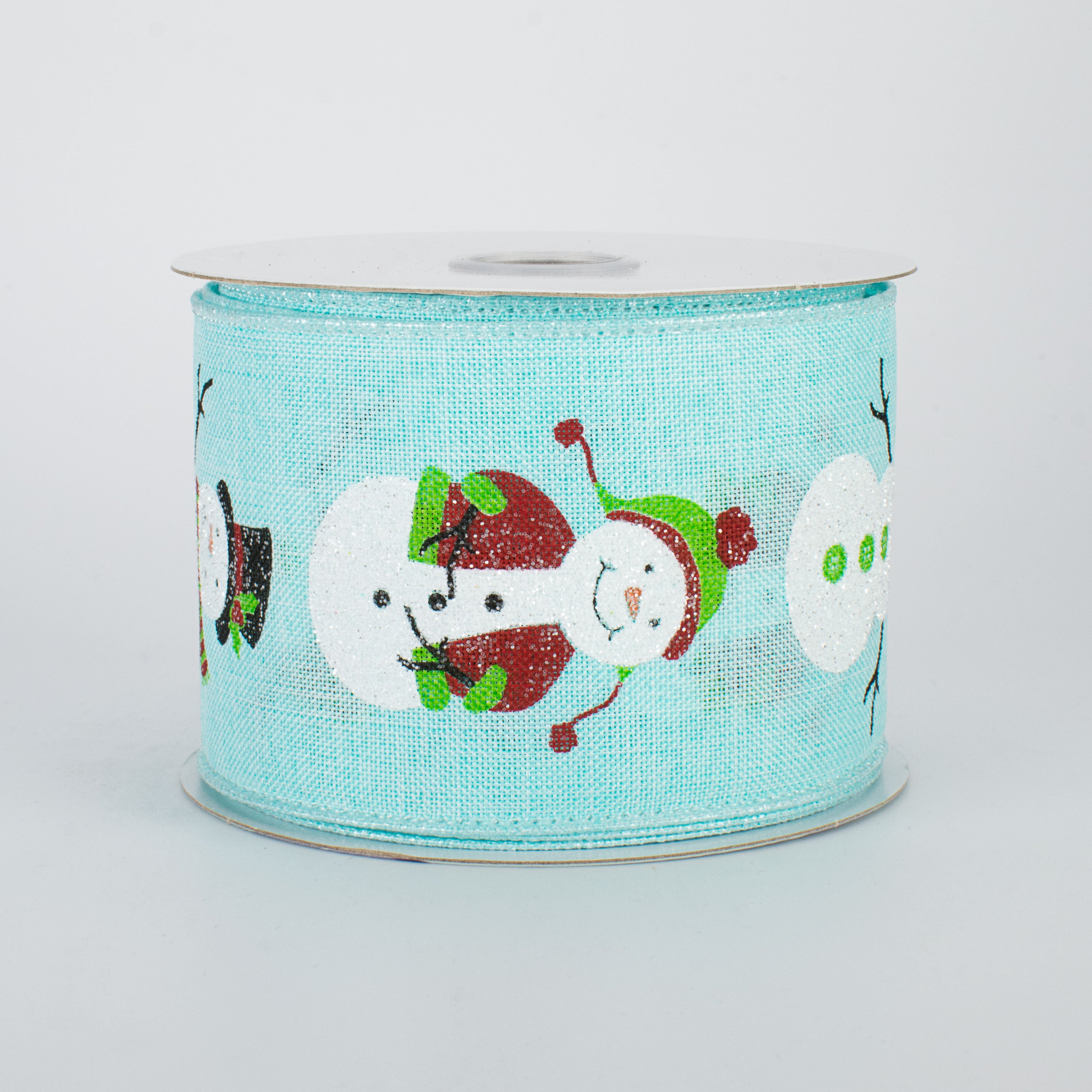 2.5" Snowmen Ribbon: Ice Blue (10 Yards)