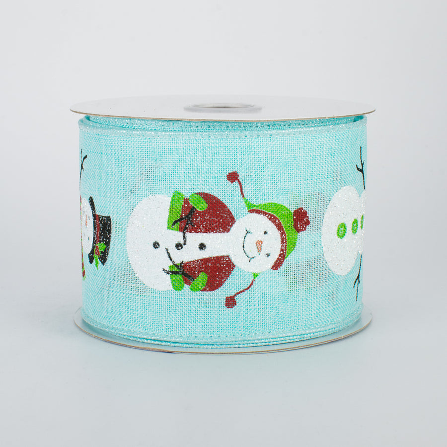2.5" Snowmen Ribbon: Ice Blue (10 Yards)