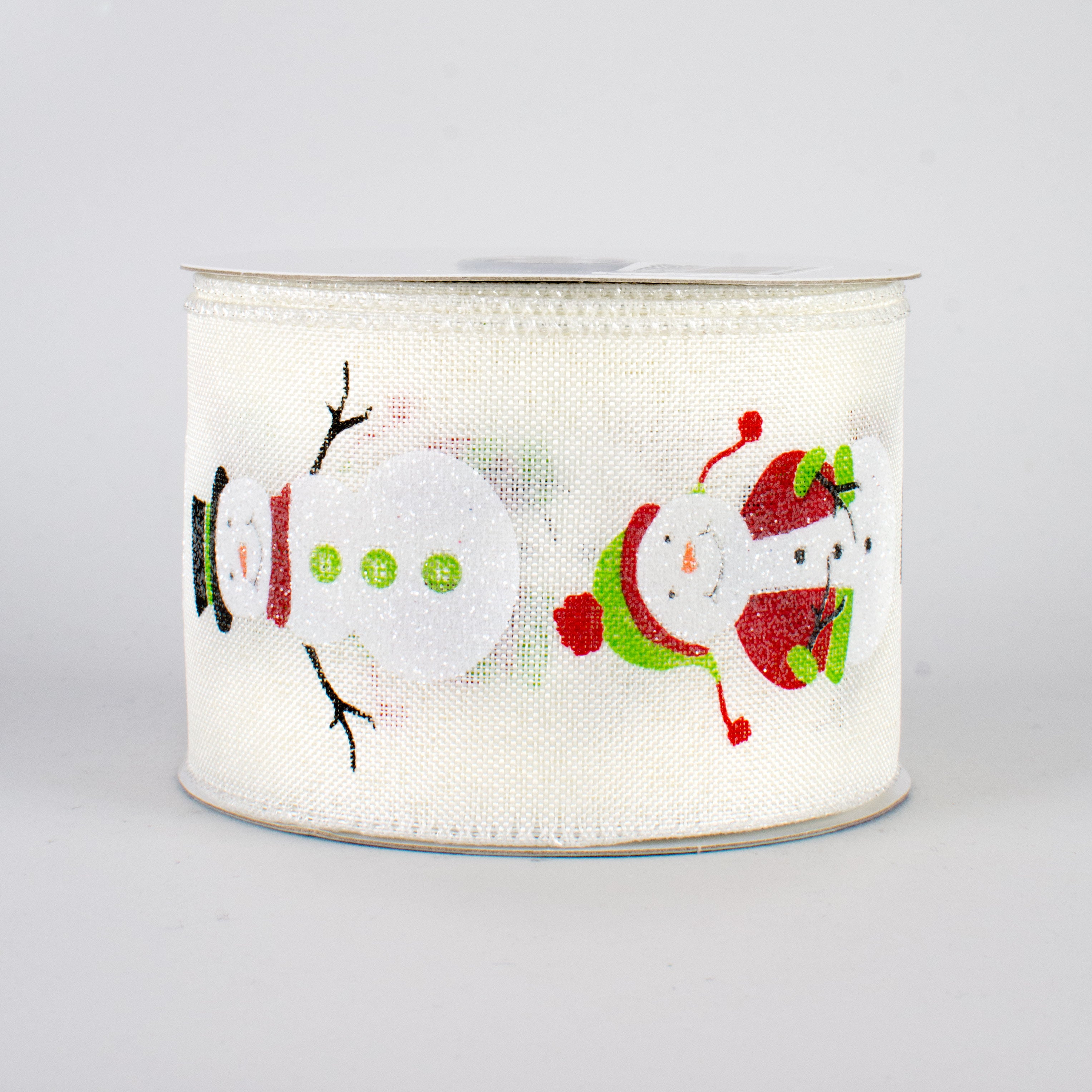 2.5" Snowmen Ribbon: Ivory (10 Yards)