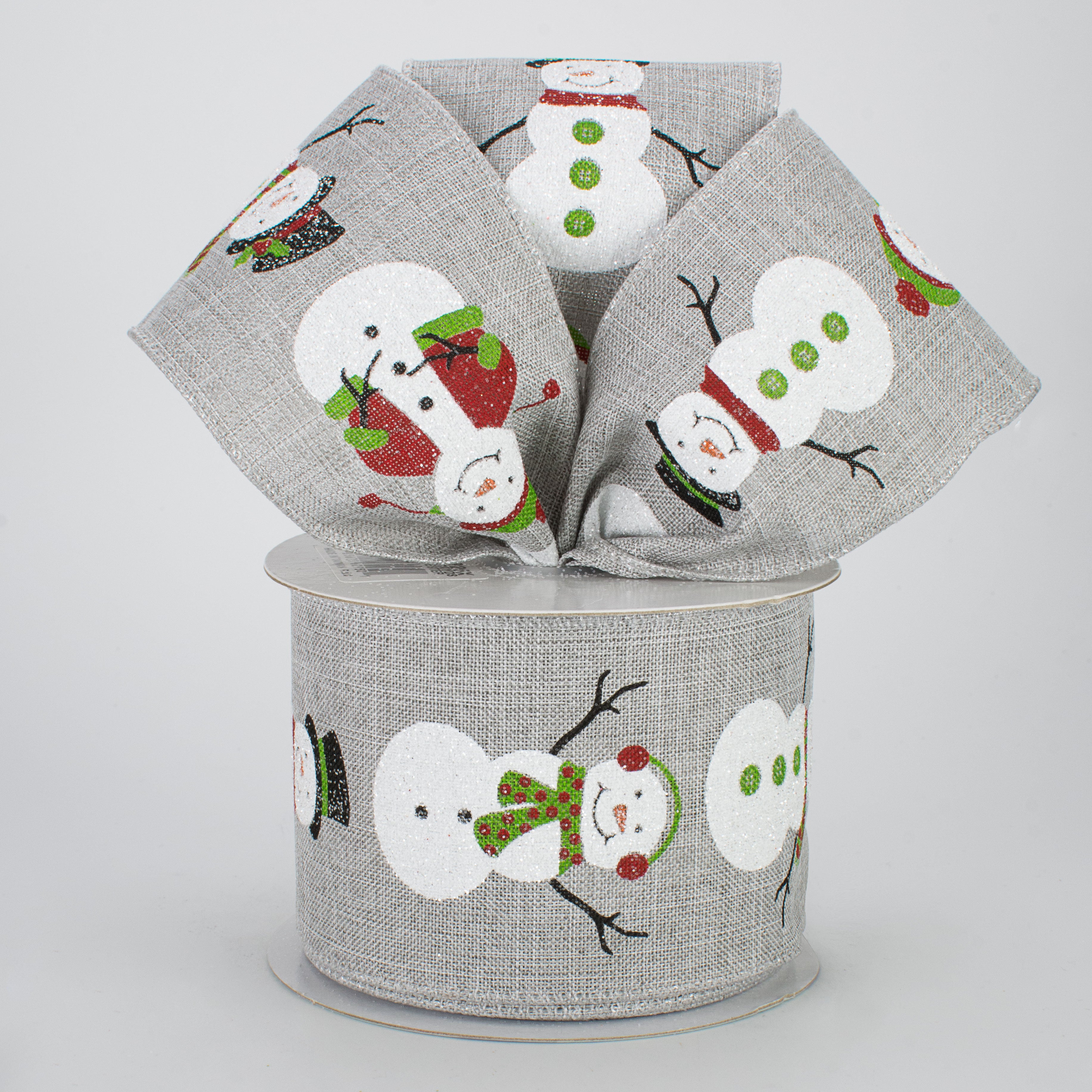 2.5" Snowmen Ribbon: Light Grey (10 Yards) Lifestyle Photo