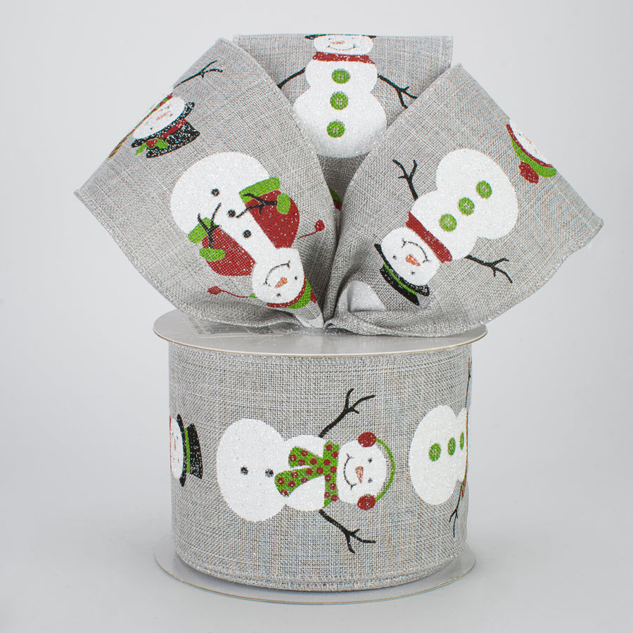 2.5" Snowmen Ribbon: Light Grey (10 Yards) Lifestyle Photo