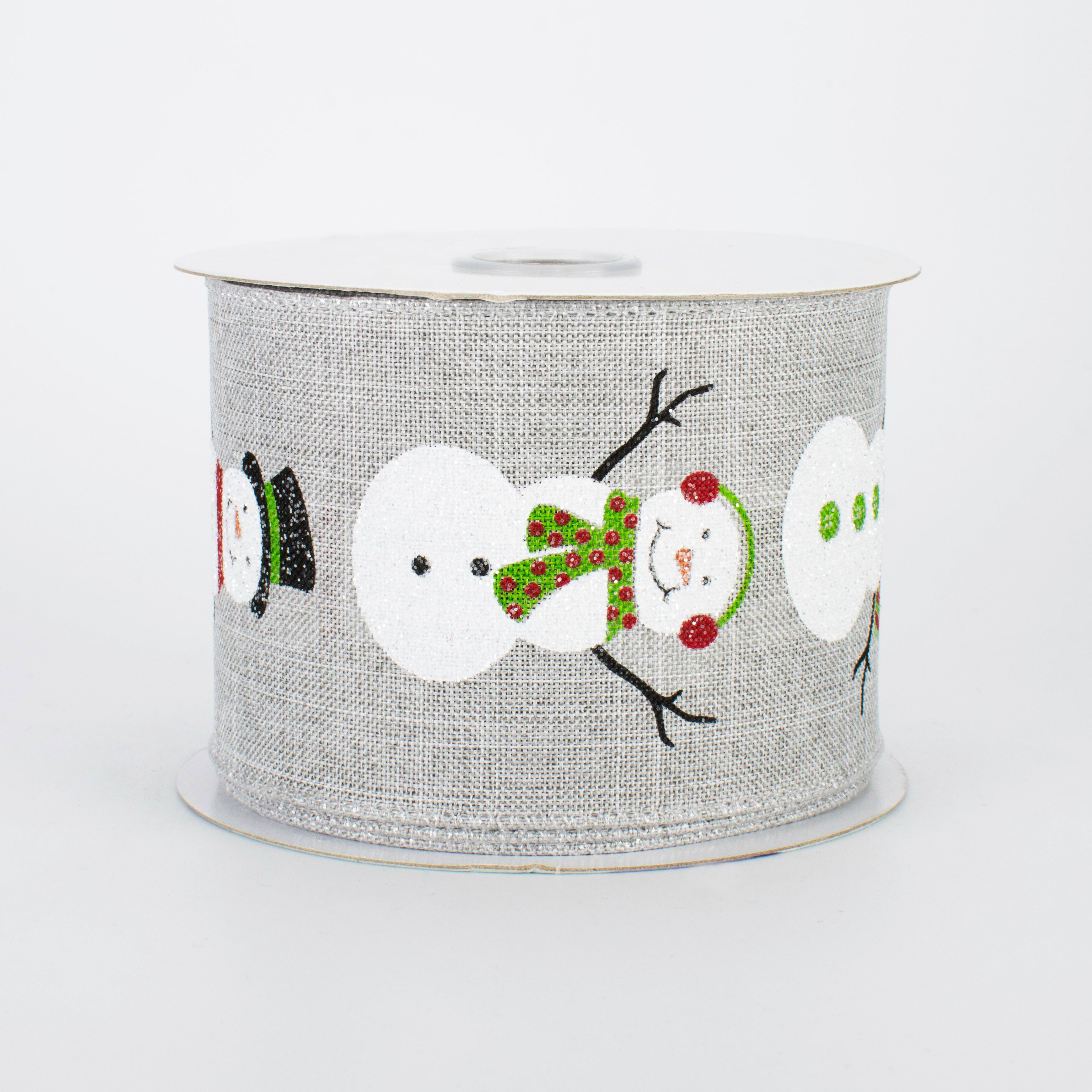 2.5" Snowmen Ribbon: Light Grey (10 Yards)