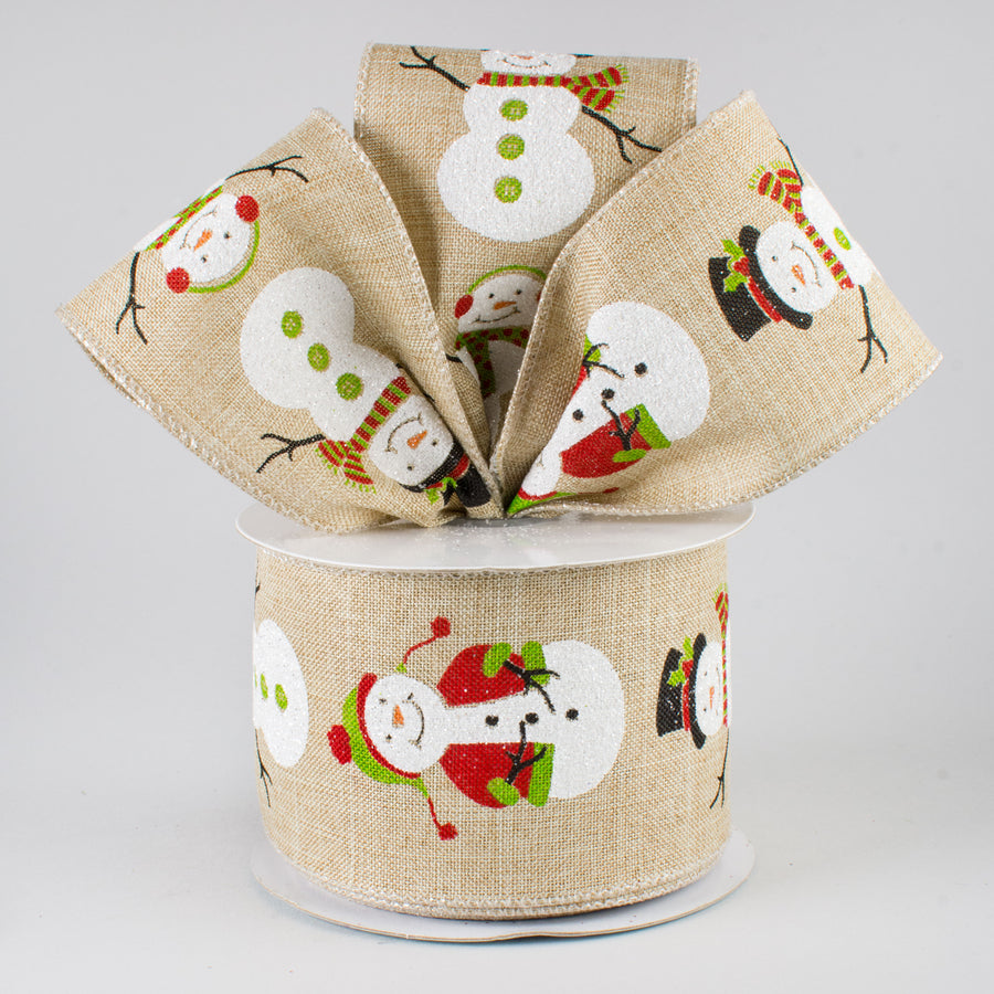 2.5" Snowmen Ribbon: Natural (10 Yards) Lifestyle Photo