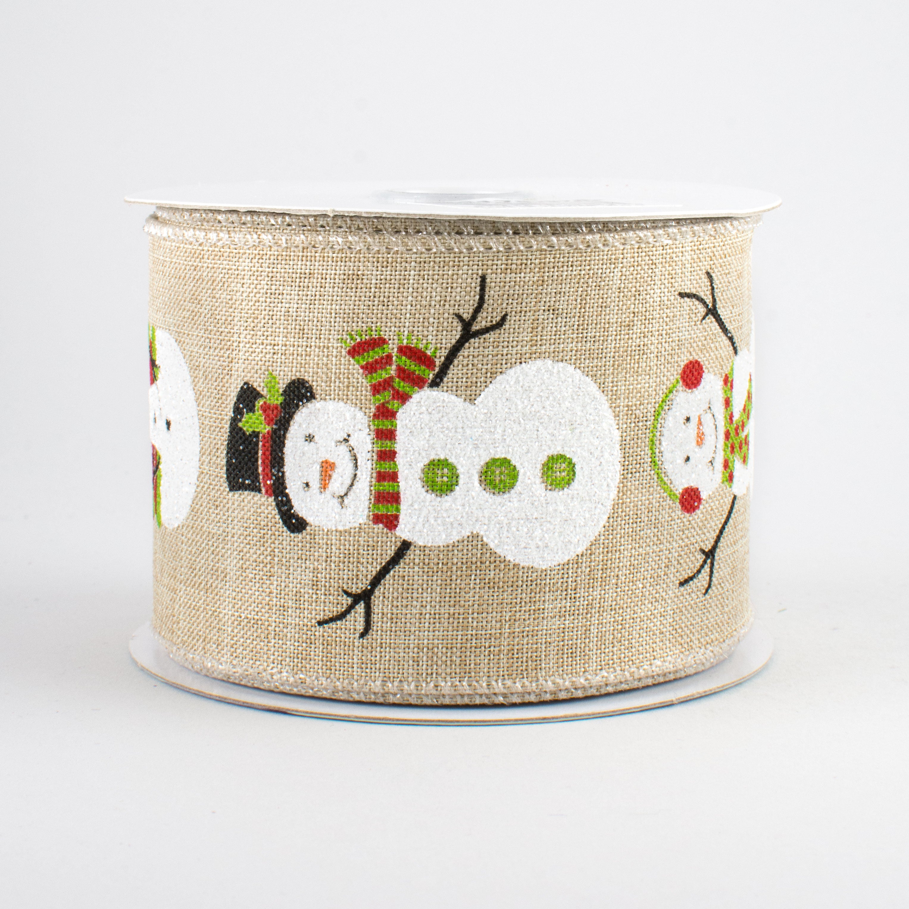 2.5" Snowmen Ribbon: Natural (10 Yards)