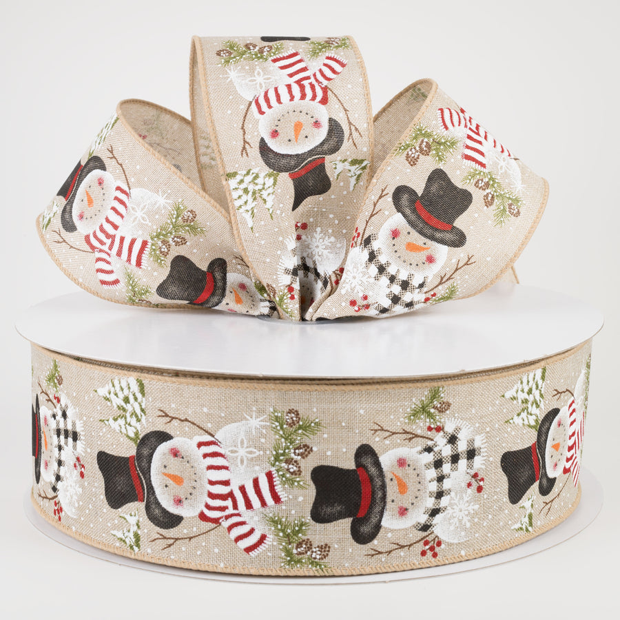 2.5" Snowmen With Scarves & Pine Ribbon: Light Natural (50 Yards) Lifestyle Photo
