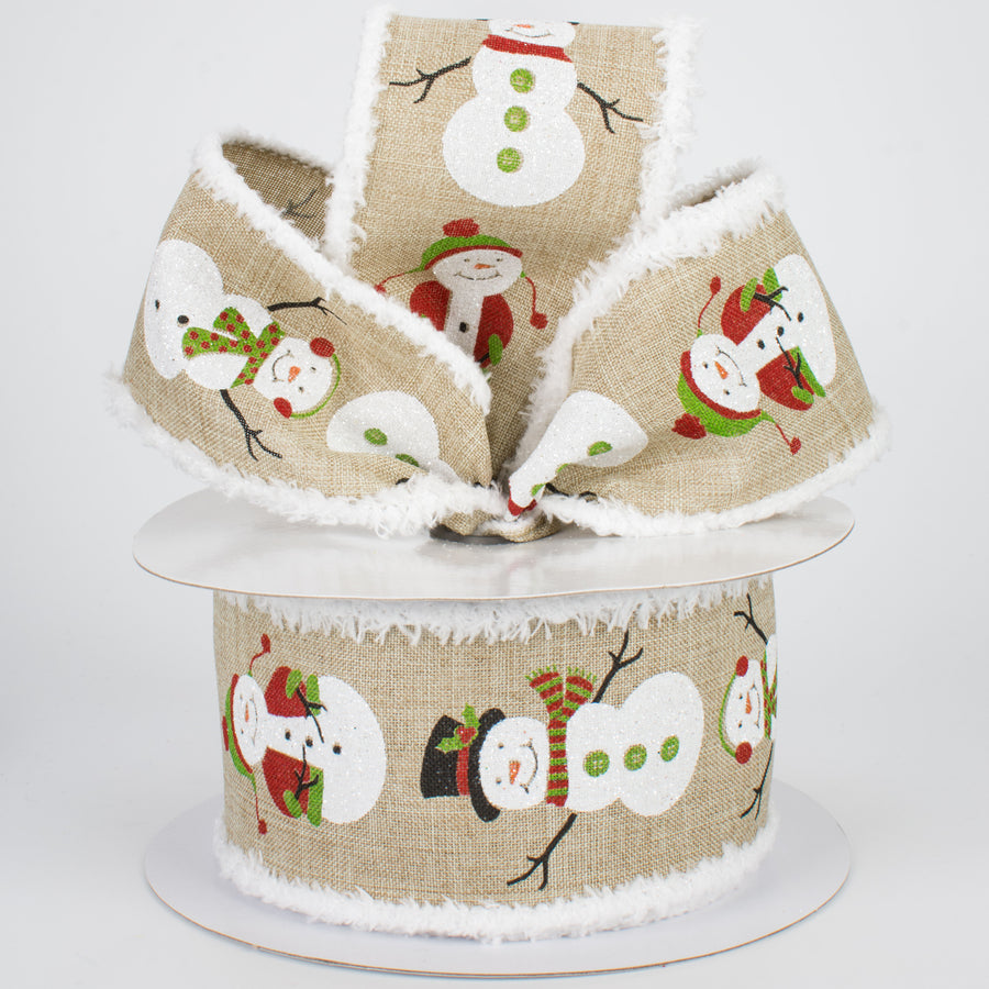 2.5" Snowmen with Snowdrift Ribbon: Natural (10 Yards) Lifestyle Photo