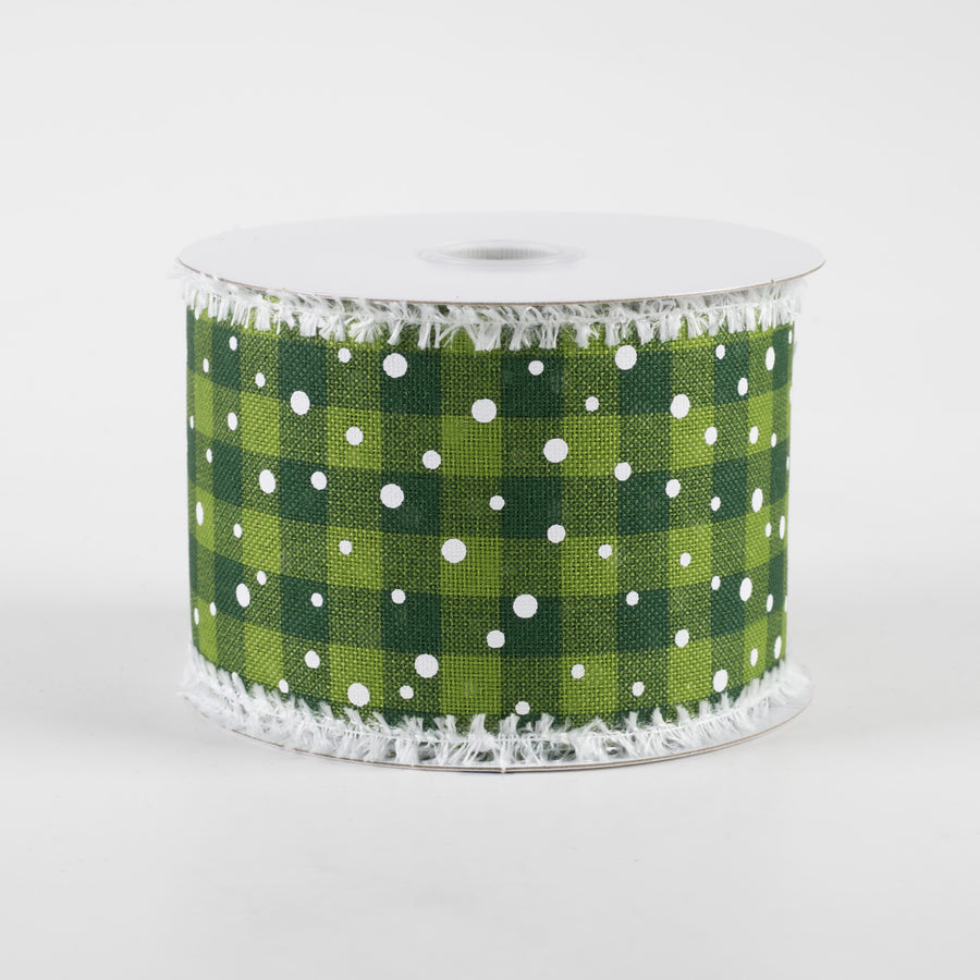 2.5" Snowy Cabin Plaid Ribbon with Fuzzy Edge: Greens (10 Yards)