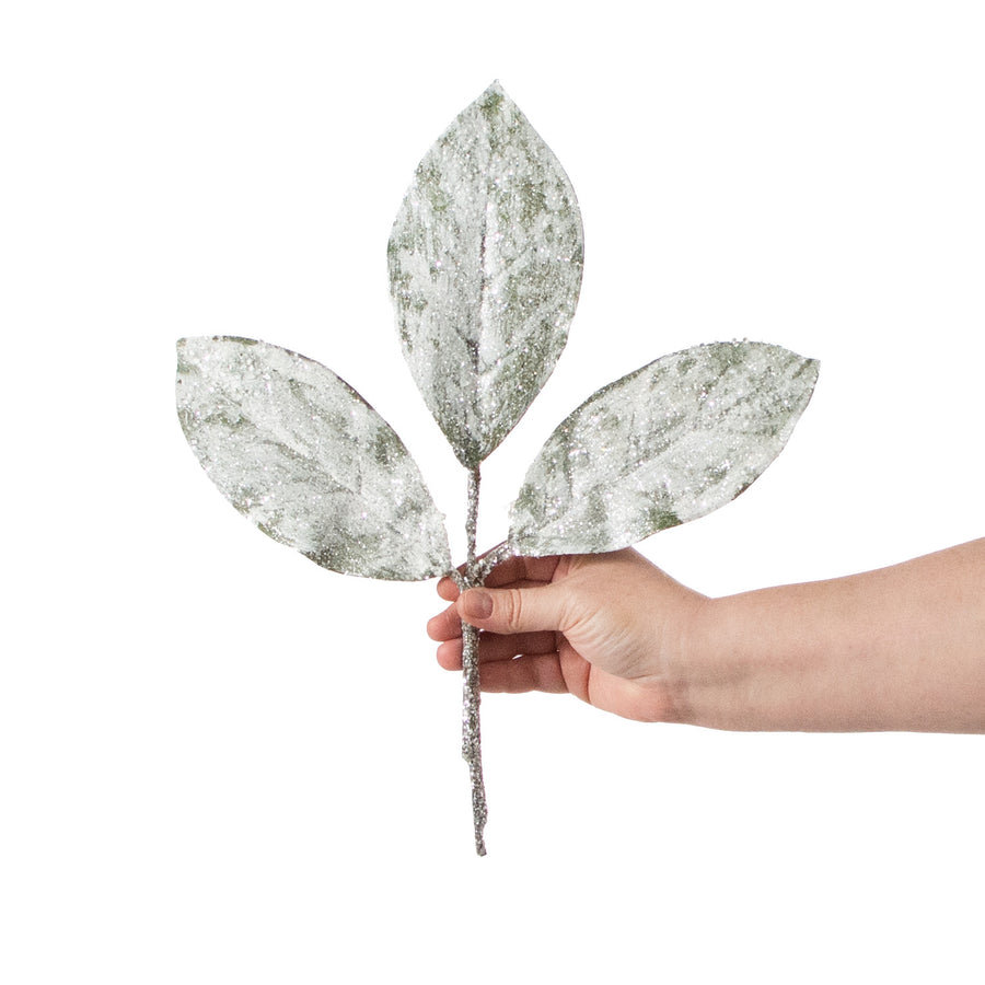 15" Snowy Magnolia Leaf Pick detail photo 3