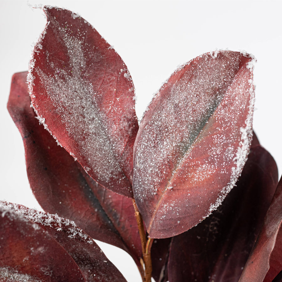 18" Snowy Magnolia Leaves Pick: Burgundy detail photo 4