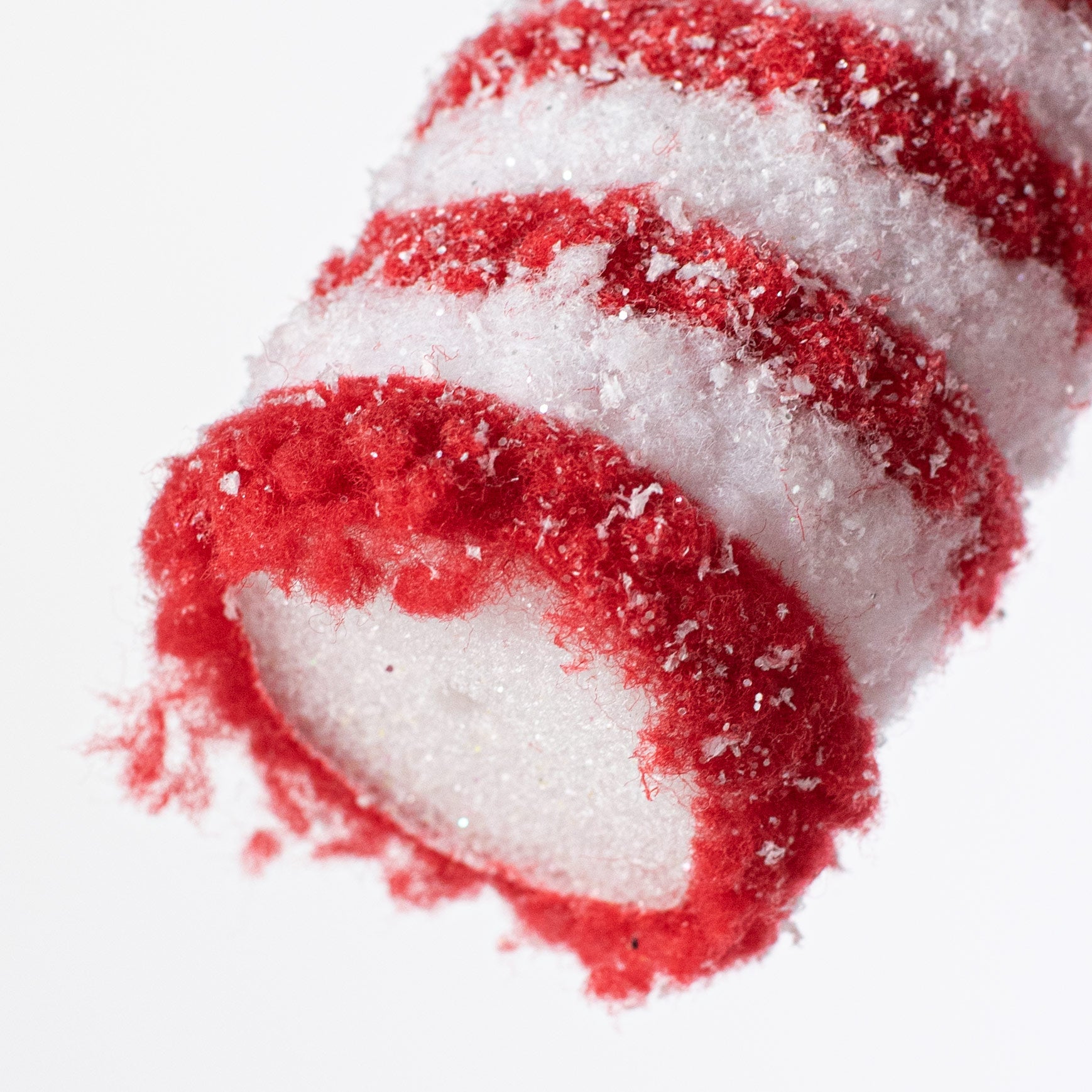 20" Snowy Peppermint Candy Cane Large Ornament: Red & White detail photo 4