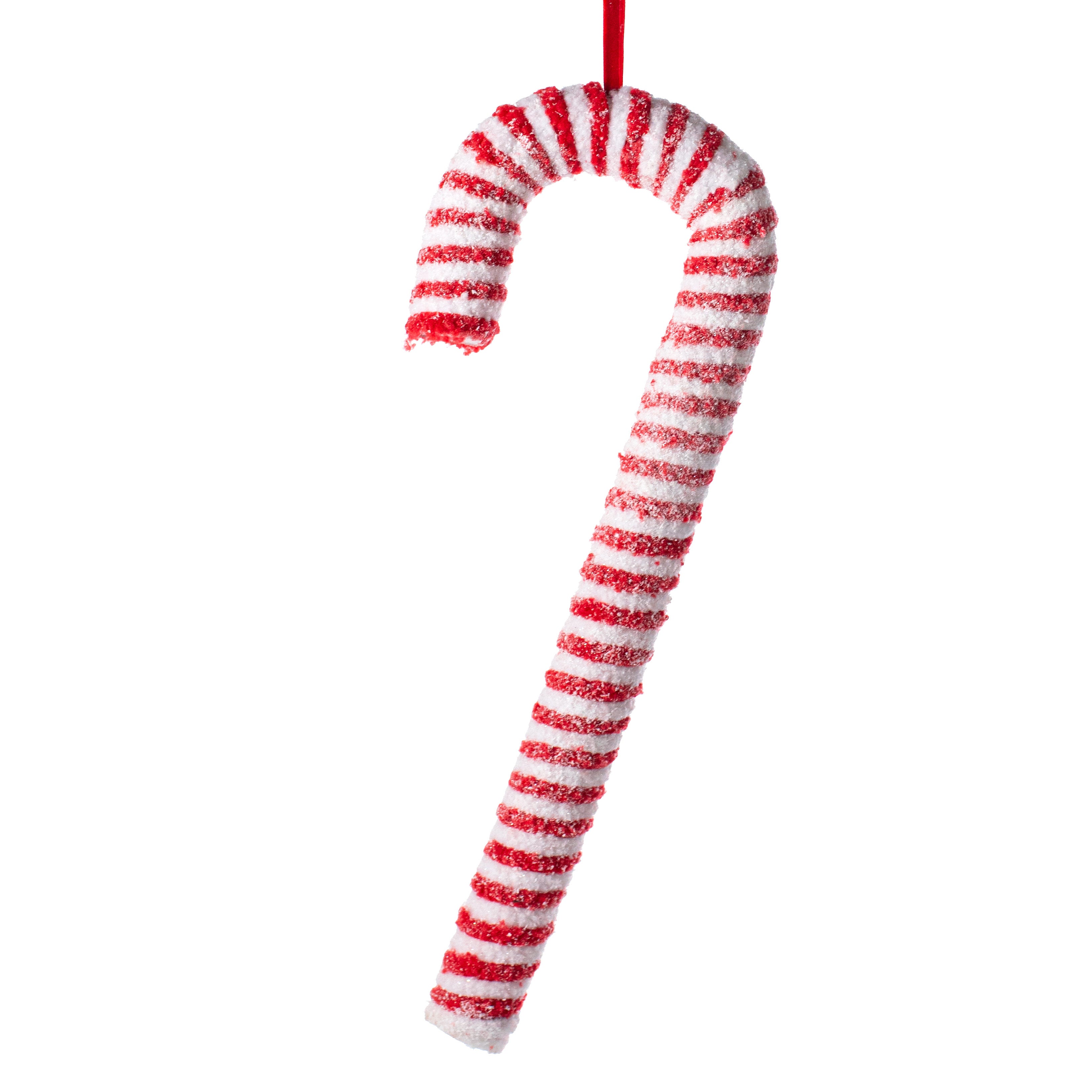 20" Snowy Peppermint Candy Cane Large Ornament: Red & White Item Number: 84583RDWT