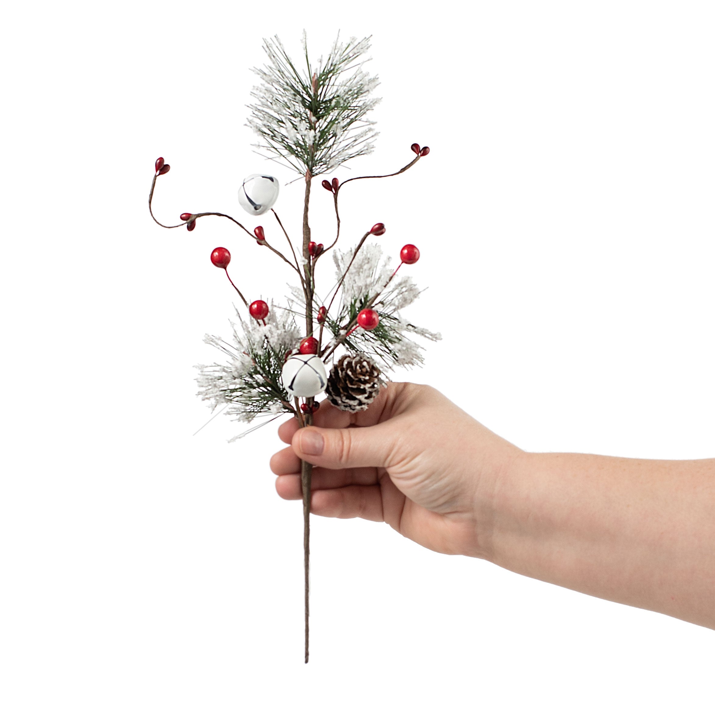 12" Snowy Pine With Jingle Bells Pick detail photo 3