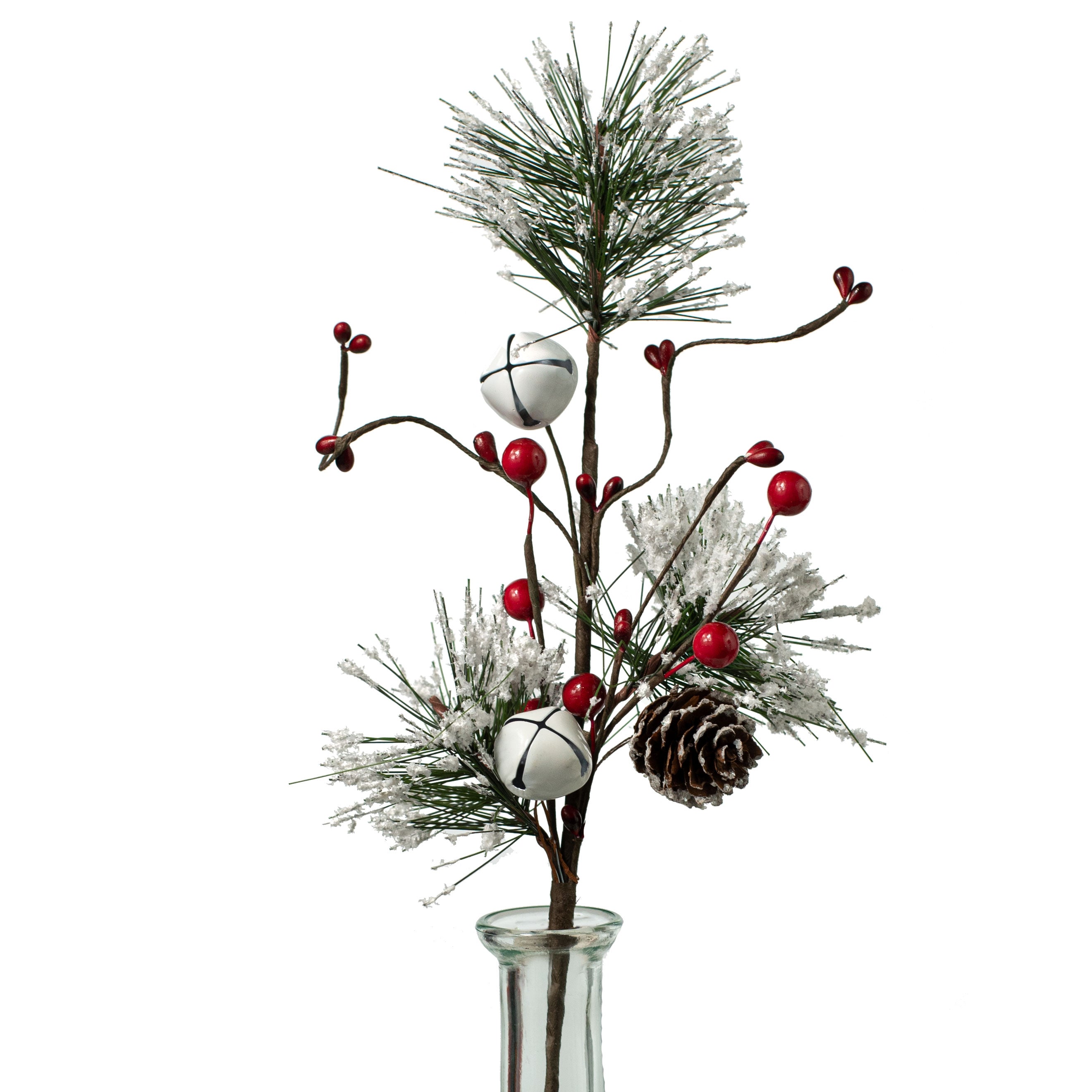 12" Snowy Pine With Jingle Bells Pick Item Number: ISB73586