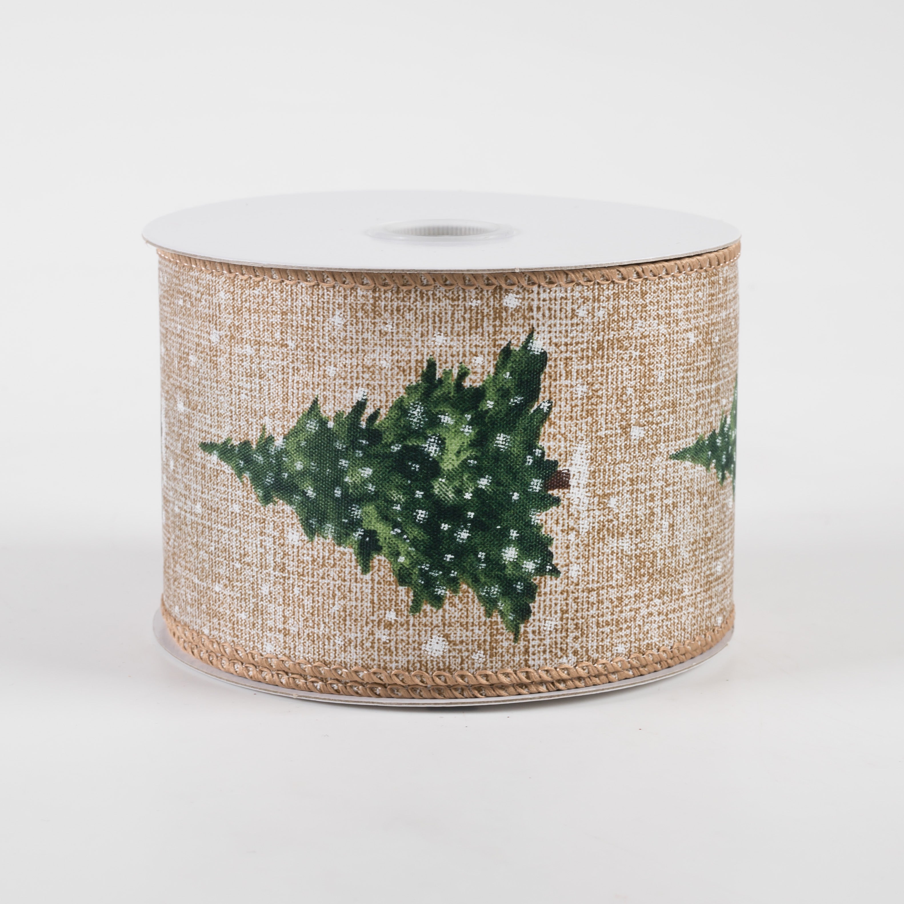 2.5" Snowy Sage Tree Natural Linen Ribbon (10 Yards)