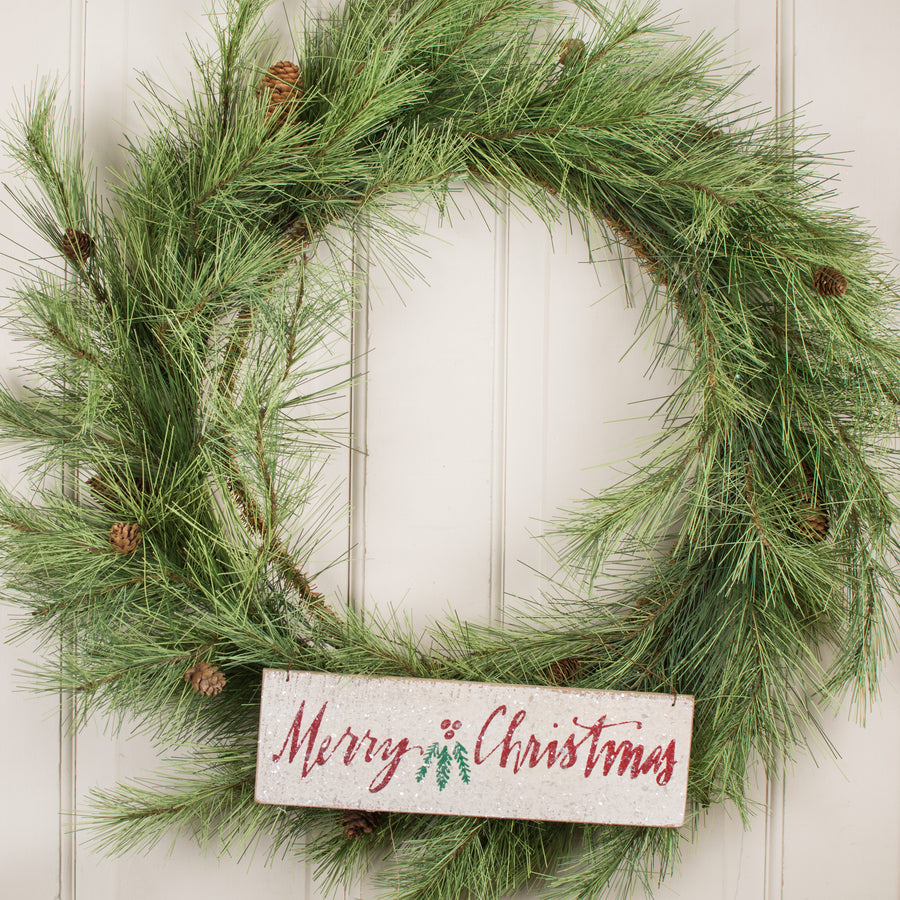 12" Snowy Wood Merry Christmas Ornament Lifestyle Photo