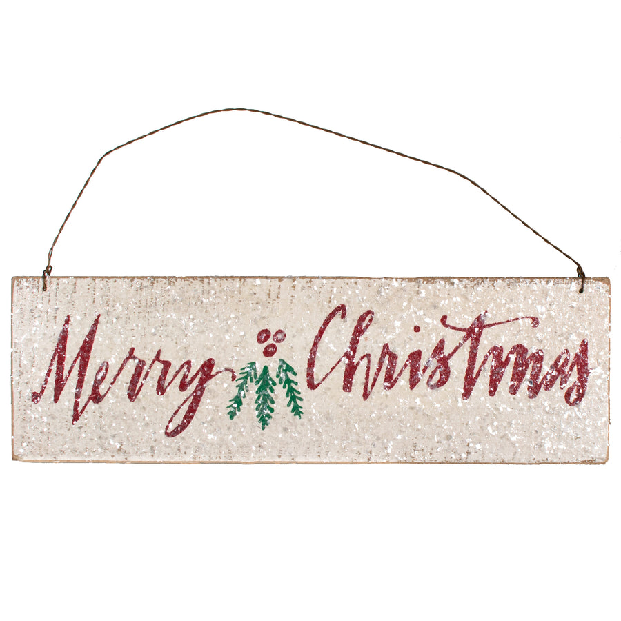 12" Snowy Wood Merry Christmas Ornament Item Number: PK36574